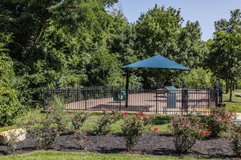 A park with a gazebo and a playground